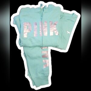 PINK Victoria's Secret-Teal Ice Zip Hoodie & Jogger Set(see Description for Size